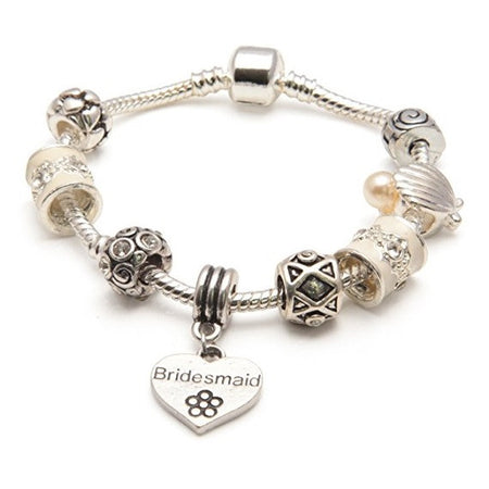 Children's Bridesmaid 'Pink Kitty Cat Glamour' Silver Plated Charm Bead Bracelet
