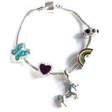 Magical Unicorn Silver Plated Charm Bracelet For Girls
