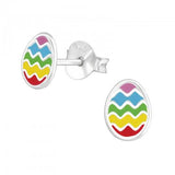 Children's Sterling Silver 'Colourful Easter Egg' Stud Earrings