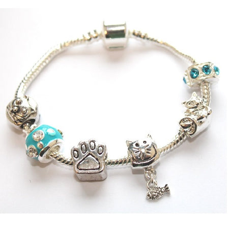 Children's Princess 'Blue Butterfly' Silver Plated Charm Bead Bracelet
