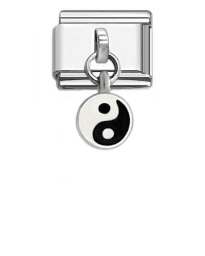 Stainless Steel 9mm Shiny Link with Dangling Yin-Yang for Italian Char