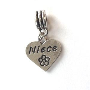 Silver Plated Granddaughter Heart Drop Charm