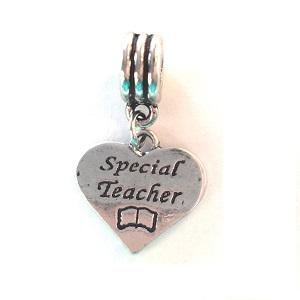 Silver Plated Special Teacher Heart Drop Charm