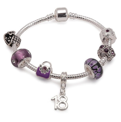 Purple fleur 18th charm bracelet are great 18th birthday gifts ideas for girls