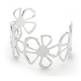 Designer Inspired 925 Sterling Silver Plated Flower 'Fleur' Adjustable Cuff