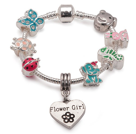 Children's Flower Girl 'Little Princess' Silver Plated Charm Bead Bracelet