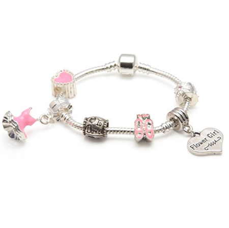 Children's 2024 ‘Candy Pink' Flower Girl Silver Plated Bracelet