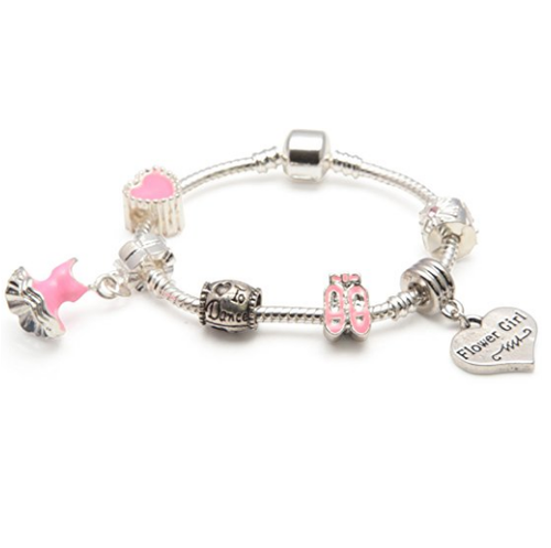 Seialoy NEW Pink Peach Charm Bracelets For Women Girls DIY Fashion  Butterfly & Owl Beads Silver
