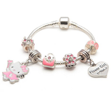 Pink Kitty Cat Glamour Flower Girl Bracelet That Are Great Flower Girl Gifts