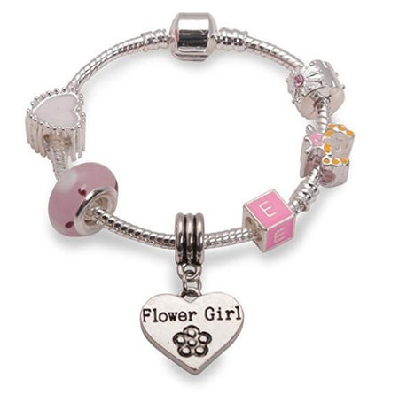 Children's Flower Girl 'Love To Dance' Silver Plated Charm Bead Bracelet
