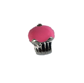 Silver Plated Red Enamel Cupcake Charm