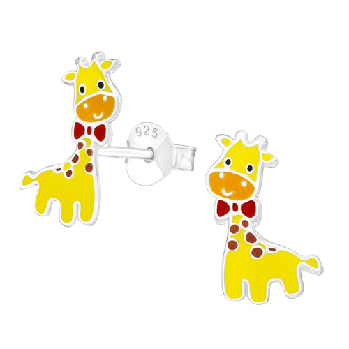 Children's Sterling Silver Giraffe Stud Earrings