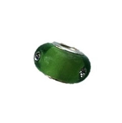 'Green Diamante' Bead With Silver Plated Core