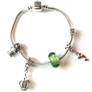 Green Fairytale Mermaid Silver Plated Charm Bracelet For Girls