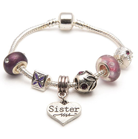 Big Sister Pink Teddy Silver Plated Charm Bracelet Gift