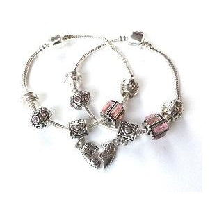 Children's Daughter 'Half Heart Pink Sparkle' Silver Plated Charm Bracelet