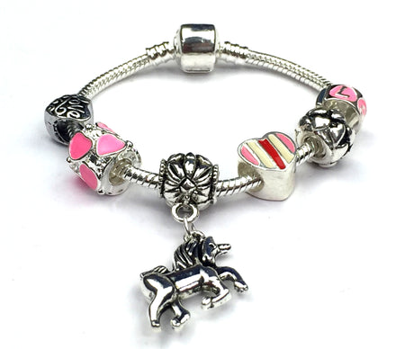 Pretty In Pink Pink Leather Charm Bracelet For Girls