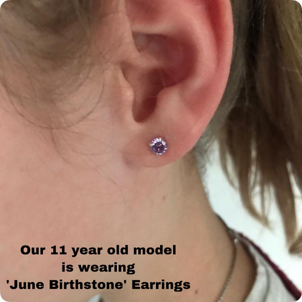 Children's Sterling Silver 'March Birthstone'  Stud Earrings