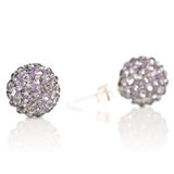 925 Sterling Silver Lilac - Purple Czech Crystal Disco Ball Earrings