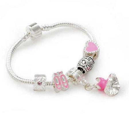 Purple Fairy And Butterflies Silver Plated Charm Bracelet For Girls