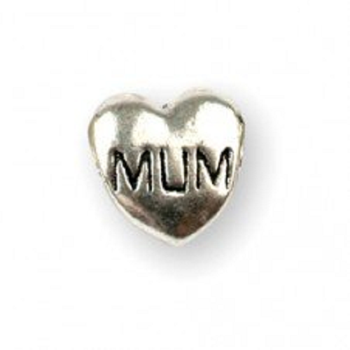 Silver Plated Mum Heart Charm