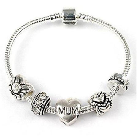 Mum 'Pearl Lady' Silver Plated Charm Bead Bracelet