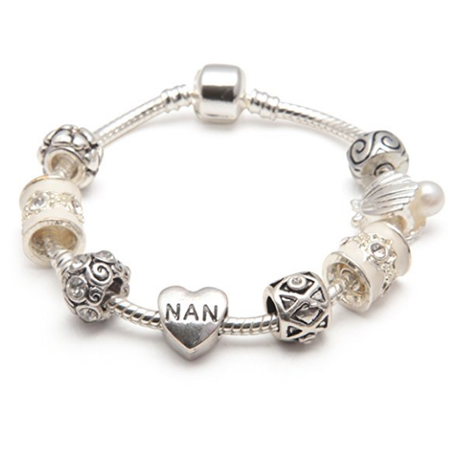 Mum 'Silver Romance' Silver Plated Charm Bead Bracelet