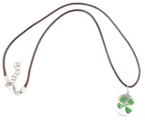 'Good Luck Four Leaf Clover' Pendant Wax Cord Necklace