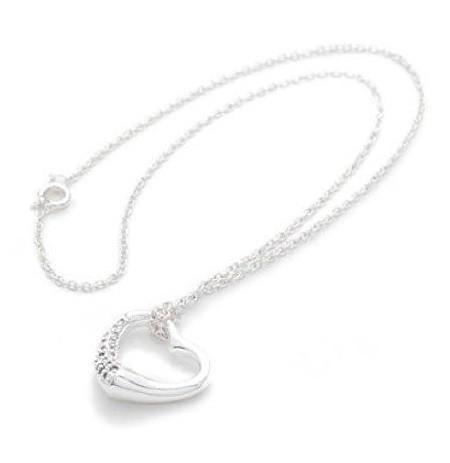 925 Sterling Silver Plated Open Heart 'Love Note' Cubic Zirconia Pendant Necklace