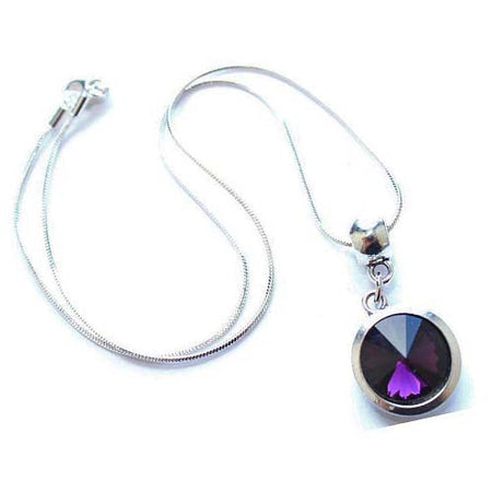 Silver Plated 'July Birthstone' Ruby Colored Crystal Pendant Necklace