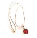 Silver Plated 'January Birthstone' Garnet Colored Crystal Pendant Necklace