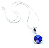Silver Plated 'September Birthstone' Sapphire Colored Crystal Pendant Necklace
