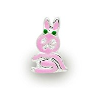 Silver Plated Pink Enamel Bunny Charm