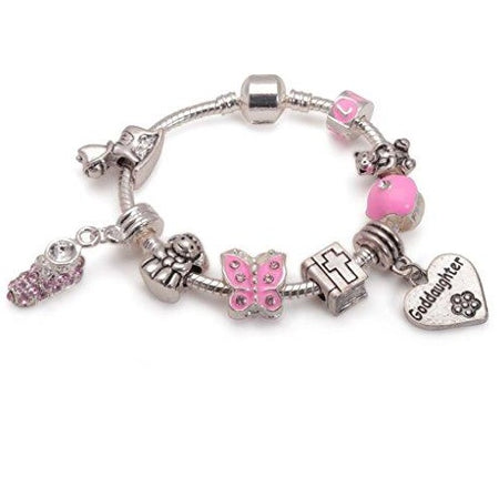 Grandma 'Pink Parfait' Silver Plated Charm Bead Bracelet