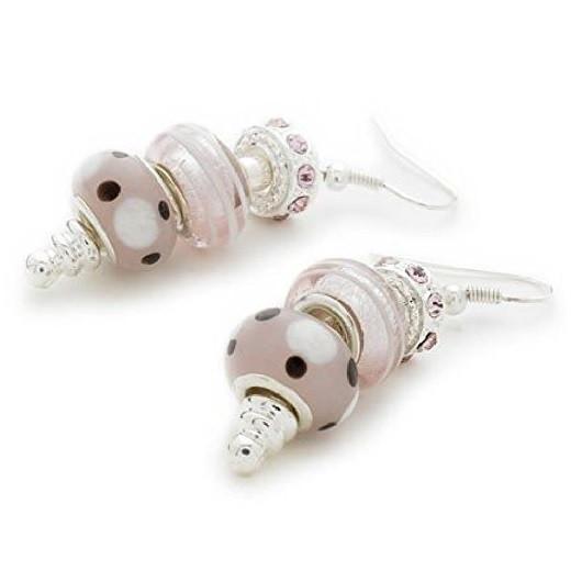 Silver Plated 'Pink Me Up' Bead Charm Earrings