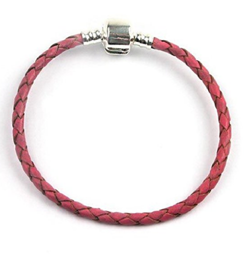 Pink Braided Leather Bracelet 16cm-22cm