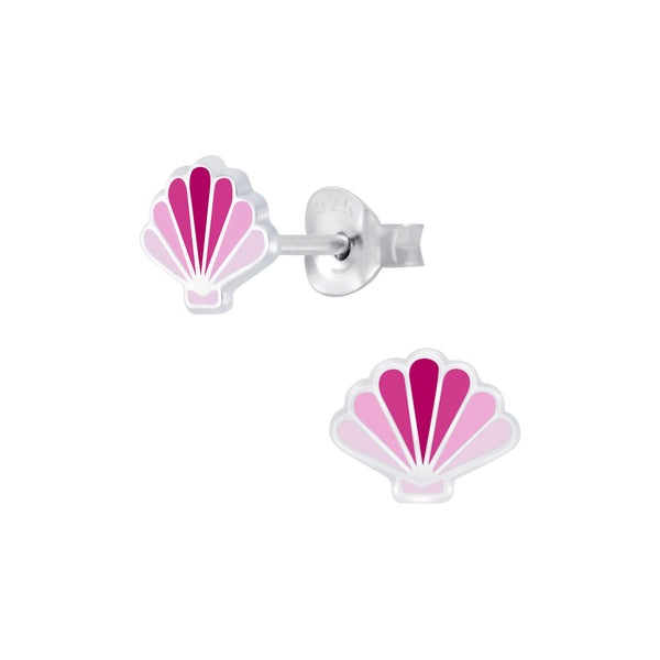 Children's Sterling Silver Pink Shell Stud Earrings
