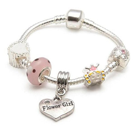 Children's Goddaughter 'Pink Fairy Dream' Silver Plated Charm Bead Bracelet