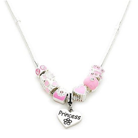 Children's Sterling Silver 'Pink Open Heart' Crystal Pendant Necklace