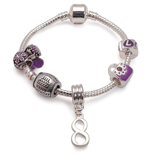 kid bracelet for 8 year old girls. A gift for 8 year old girl. Purple bracelet