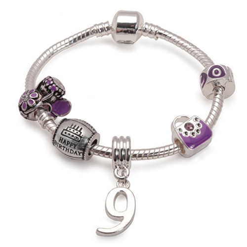 kid bracelet for 9 year old girls. A gift for 9 year old girl. Purple bracelet