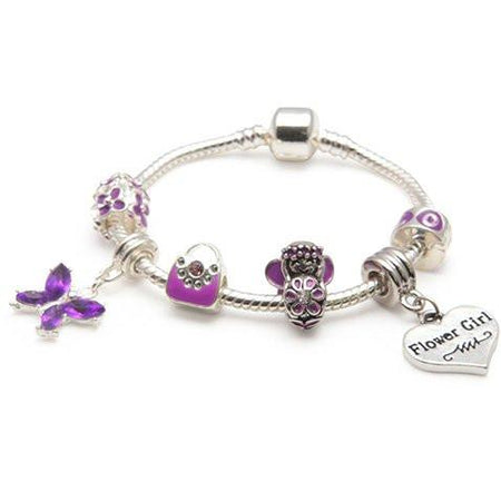 Purple Fairy Silver Plated Charm Bracelet For Girls