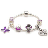 Granddaughter Purple Fairy Dream Silver Plated Charm Bracelet