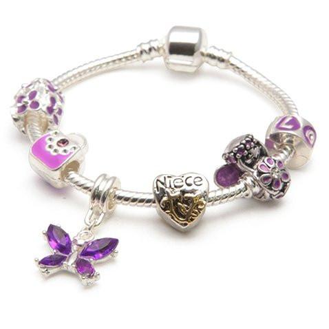 Niece Purple Fairy Dream Silver Plated Charm Bracelet