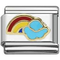 Stainless Steel 9mm Shiny Link with Rainbow and Cloud for Italian Charm Bracelet