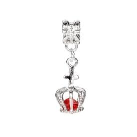 Alloy Crown with Red Glass Stone Drop Charm