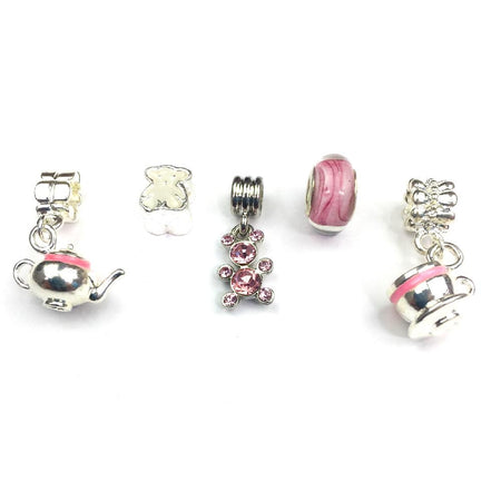 Set of 5 Silver Plated Christmas Themed Charms and Beads