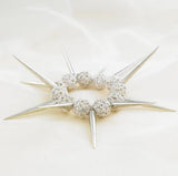 Designer Celebrity Style 'Silver Spike' Czech Crystal Bead Stretch Bracelet