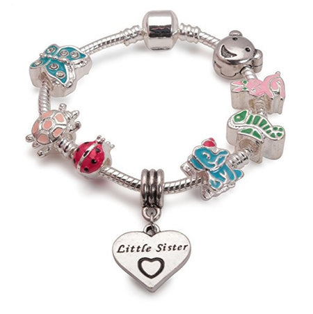 Children's Daughter 'Half Heart Pink Sparkle' Silver Plated Charm Bracelet
