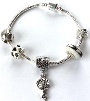 Grandma 'Silver Romance' Silver Plated Charm Bead Bracelet